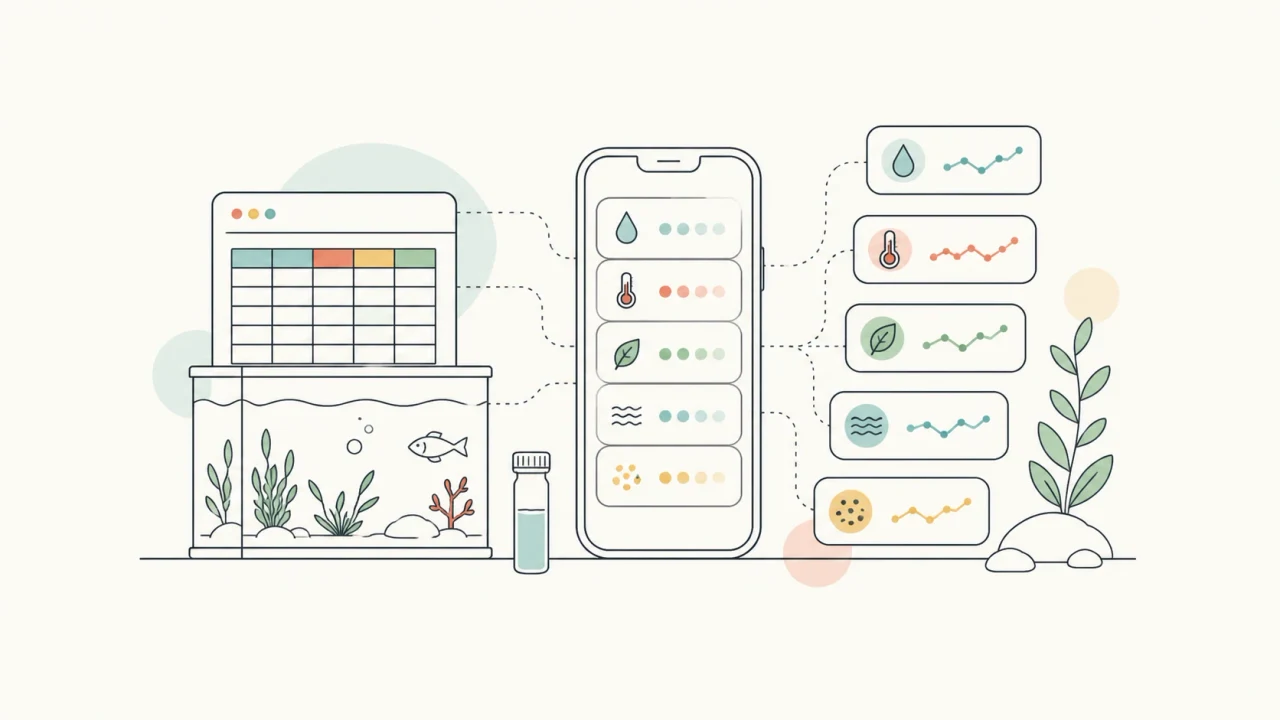 Modern aquarium tracking app compared with a spreadsheet workflow
